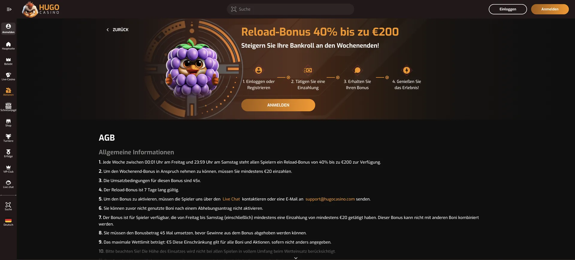 Weekly Bonus Hugo Casino: Weekly Bonus